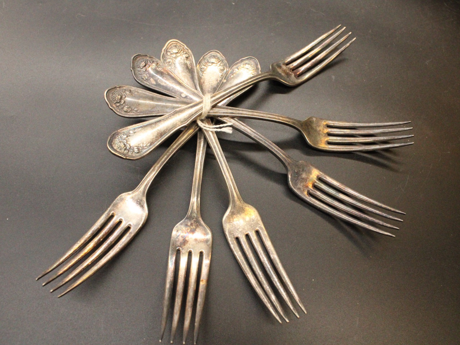 Oneida Community Reliance Plate Silver-Plate Bridal Rose 6 Dinner Forks 7"