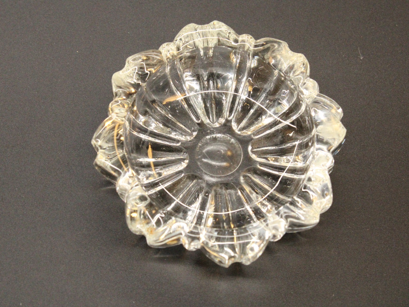 Vintage 3" Small Fostoria 1940's Small Round Ashtray Pressed Clear Glass 4 Slots