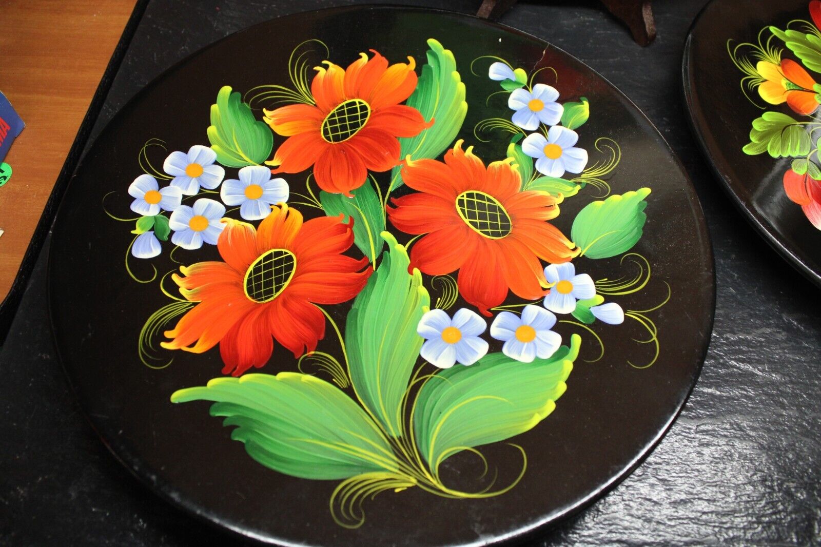 Ukraine Hand Painted Wooden Decor Set 3 Plates 5 Wooden Spoons Khokhloma - Image 10